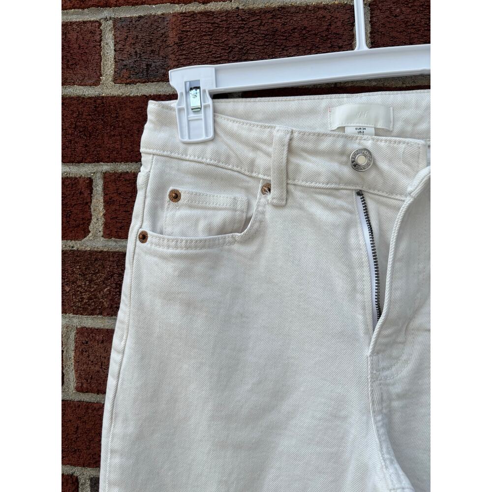H&M White High Rise Straight Leg Jeans Womens US 2 EU 34 Denim Pants - Picture 5 of 8